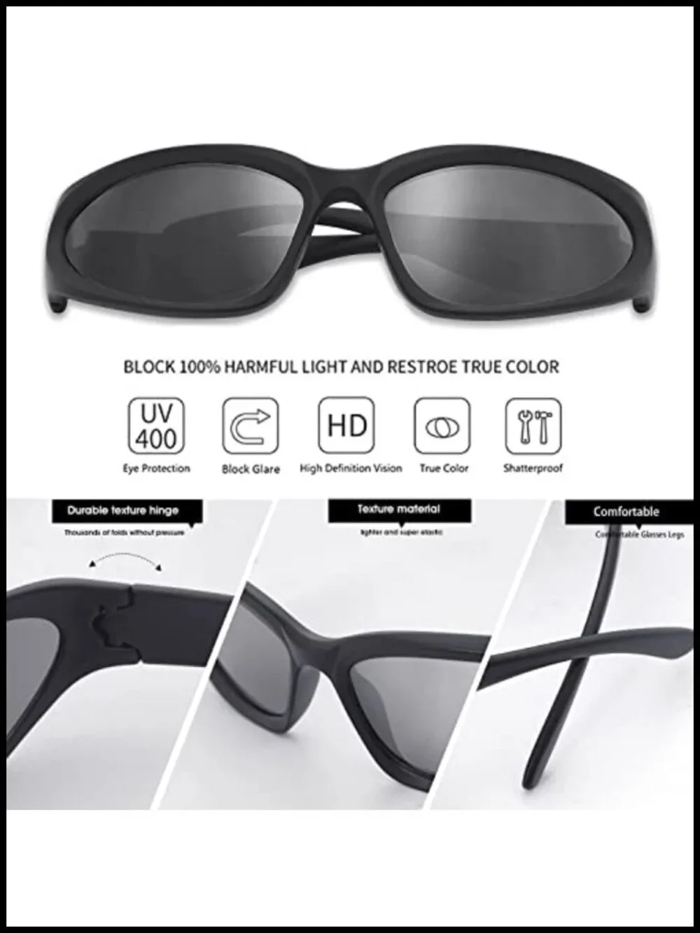 2 Pair Y2K Wrap Around Sunglasses Sports Futuristic Oval Shades UV400